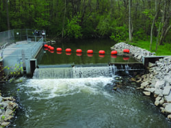 A low head barrier with accompanying sea lamprey trap on Trail Creek in Indiana